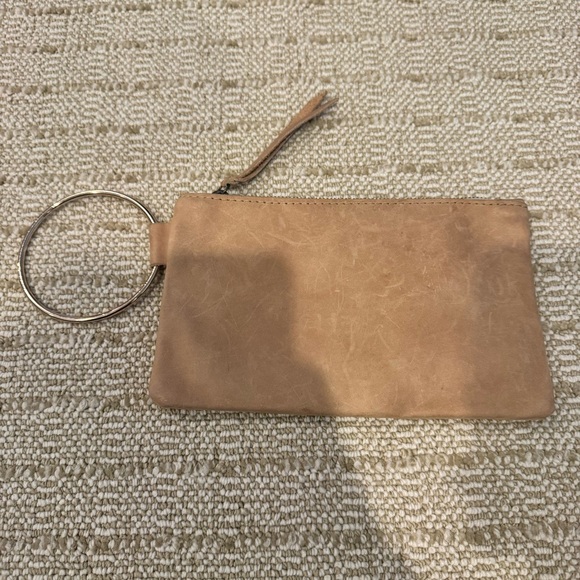 ABLE Fozi Leather Wristlet Bone Beige Color - Picture 3 of 6